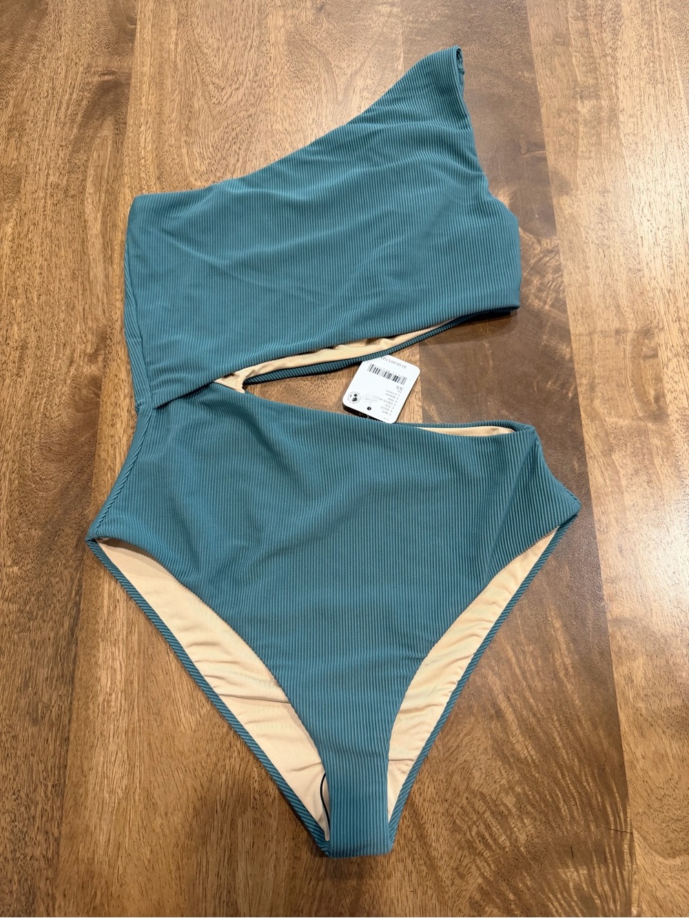 Free people one-Shoulder Ribbed High-Waist Women’s Swimsuit — Teal
